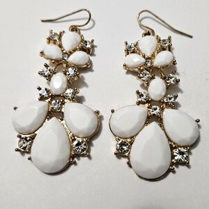 Jewelry White Earrings with Rhinestones